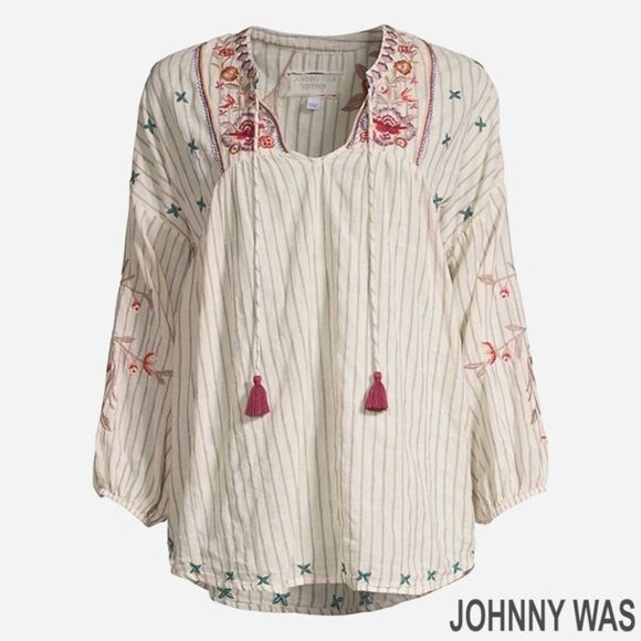 JOHNNY WAS **NWT** Chrysalis V-Neck Yoke Blouse - Picture 4 of 7
